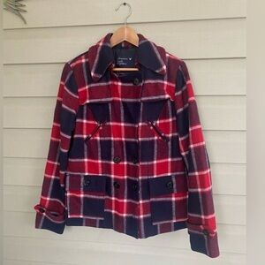 Vintage Y2K plaid pea coat